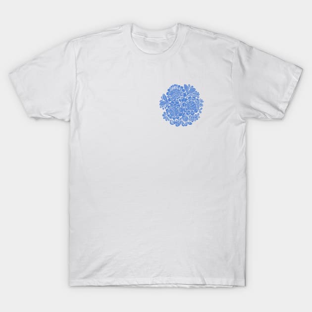 Flower circle Blue T-Shirt by WhiteRave